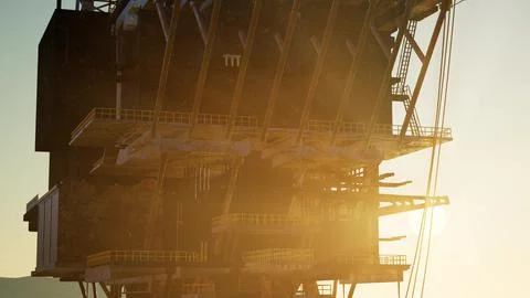 Image of oil platform while cloudless day. Stock Illustration