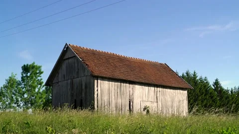 Image of old and abandoned barn at Croatia countryside. Stock Footage 139060139