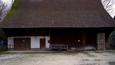 Image of old farm barn in a quiet village, Heuchlingen, Germany. Video stock 102646411