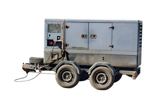 Image old mobile generator isolated on a white background. Stock Photos
