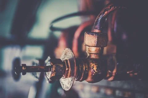 Image of old steam engine facility Stock Photos