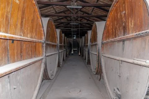 Image of an old wine making warehouse in a state of abandonment Stock Photos