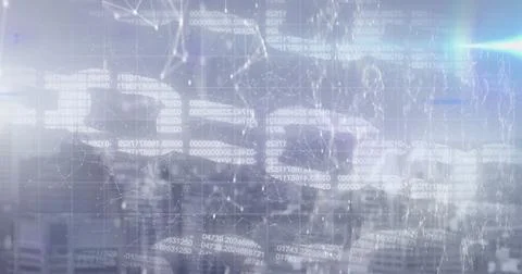 Image of online security interface over cityscape Stock Illustration