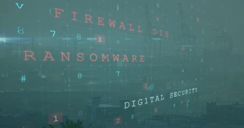 Image of online security warning text over cityscape Stock Illustration