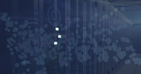 Image of online technology digital data processing on keyboard over computer 스톡 일러스트