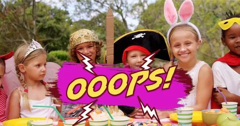 Image of the ooops! text over cartoon retro speech bubble with portrait of Stock Photos