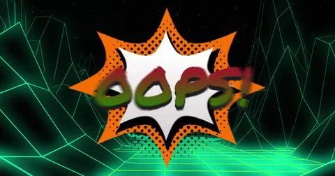 Image of oops text over digital mountains on black background Stockillustratie