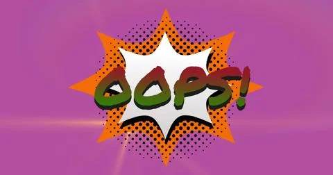 Image of oops text over retro star speech bubble on pink background Stock Illustration