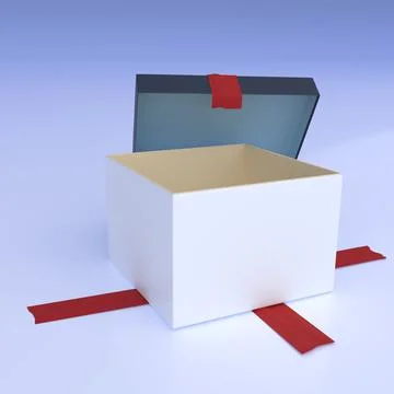 Image of an open gift box, isolated image. 3D rendering Stock Illustration