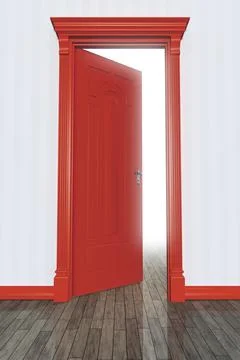 An image of an open red door Stock Illustration