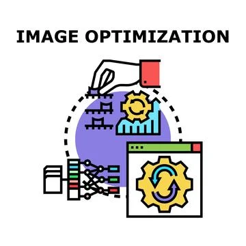 Image optimization process with data and gears 库存插图