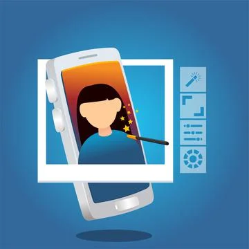 Image or photo editor apps smartphone application. Stock Illustration