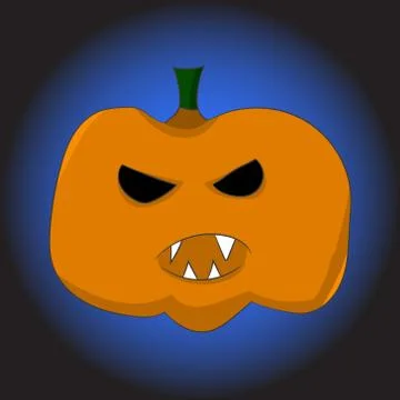 Image of an orange pumpkin with a terrible mug in a cartoon style. illustration Stock Illustration