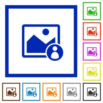 Image owner flat framed icons Stock Illustration