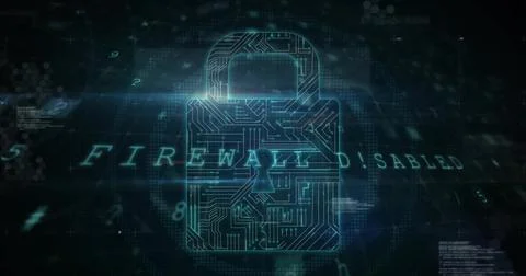 Image of padlock and data processing on black background Illustrazione stock