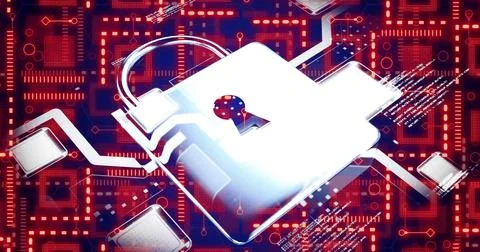 Image of padlock and data processing over network of connections Stock Photos