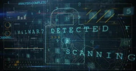 Image of padlock and digital data processing over computer servers 写真素材