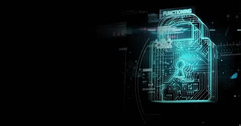 Image of padlock and digital data processing over computer servers 写真素材