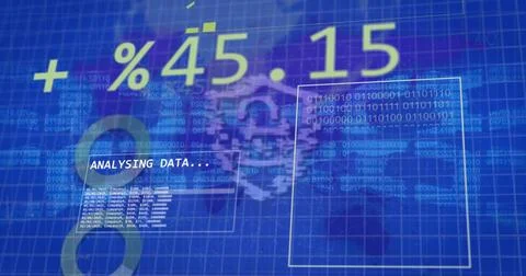 Image of padlock and digital data processing over world map Stock Photos