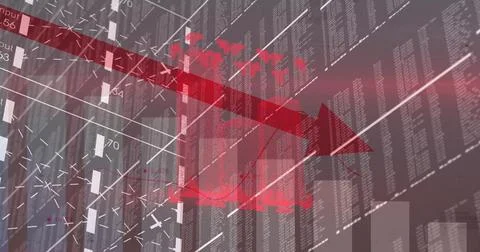 Image of padlock and financial data processing over black background 스톡 일러스트