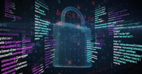 Image of padlock and online security data processing Foto stock