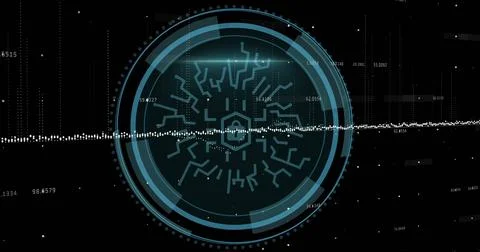 Image of padlock with connections and scope scanning over data processing Stock Photos
