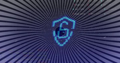 Image of padlock icon and data processing Illustrazione stock