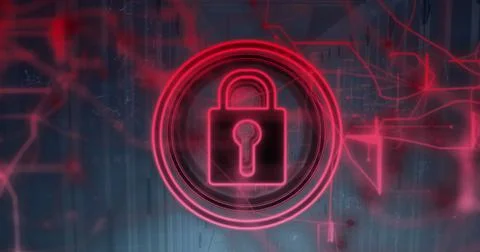 Image of padlock icon and data processing over computer servers Foto stock