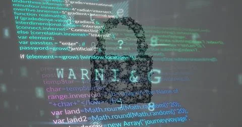 Image of padlock icon and data processing on grey background Stock Photos
