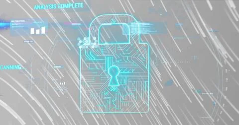 Image of padlock icon and network of connections over data processing 스톡 사진