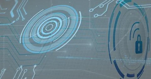 Image of padlock icon over data processing on black background Stock Photos