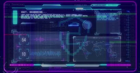 Image of padlock icon over data processing and world map on black background Stockfoto's