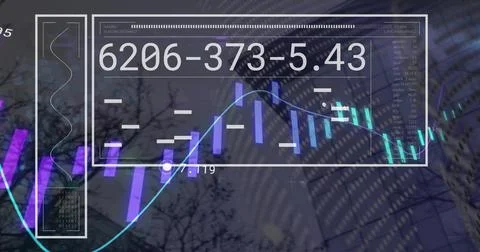 Image of padlock icon over screen with data processing Stock Photos