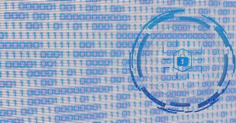 Image of padlock over data processing on white background Stock Illustration