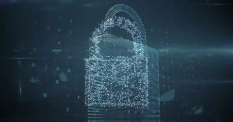 Image of padlock over data processing Stock Photos