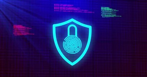 Image of padlock over data processing Stock Photos