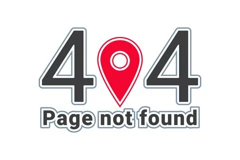 Image for page 404 with red pin icon and text Page not found. Isolated illu.. Stock Illustration