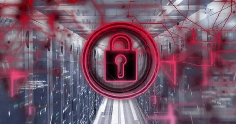Image of paldock and digital data processing over computer servers 스톡 사진