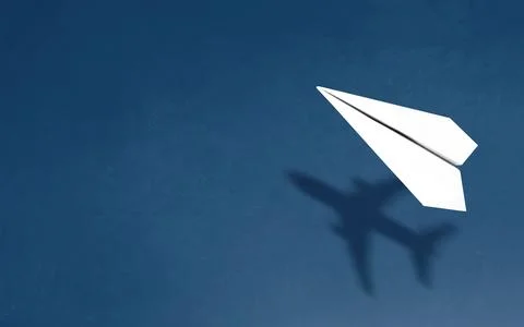 An image of a paper airplane flying with the potential for future growth. Stock Photos