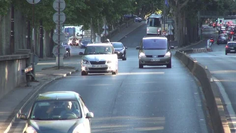 Image with Paris Streets Crowded Boulevard and Cars Traffic  Stock Footage 84859137