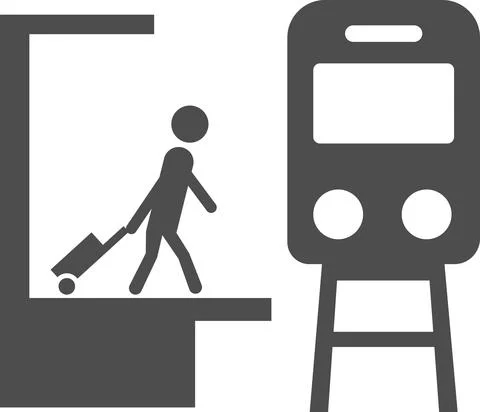 Image of a passenger boarding a train. Stock Illustration