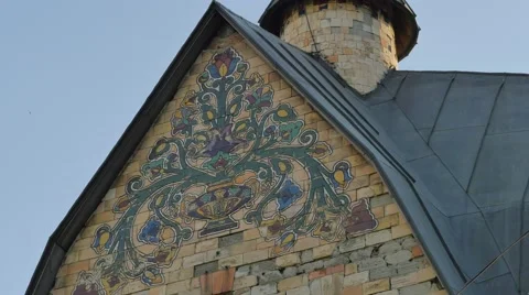 Image Pattern on a Gable on a Top of Church Trinity Day Seven-Domed Cathedral Stock Footage 64105473