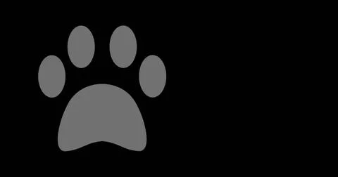 Image of paw icon with copy space on black background Stock Photos