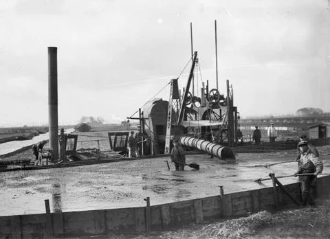 Image of a peat tractor during the dredging of Veen, presumably in the Loo... Stock Photos