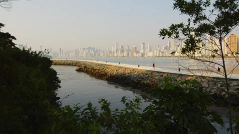 Image of people exercising at north pier, Balneário Camboriú, Brazil. Video stock 160158631