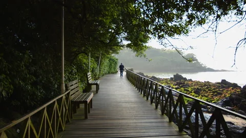 Image of people exercising at north pier, Balneário Camboriú, Brazil. Video stock 160159158