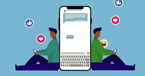 Image of people using electronic devices with digital screen Stock Illustration