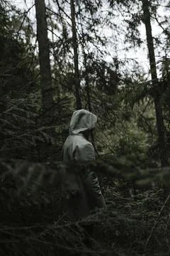 Image of person in the forest Foto stock