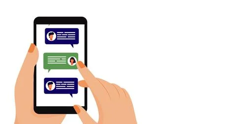 Image of person using smartphone social networking on white イラスト素材