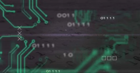 Image of phishing text, glitch technique, x sigh, circuit board texture and Stock Photos